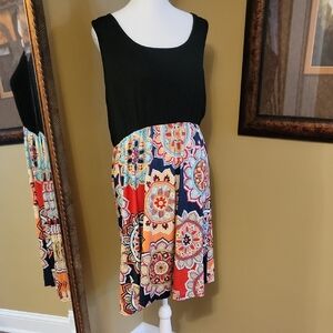 Colorful Sleeveless Midi Dress